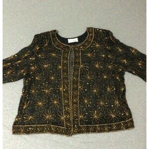 Mark & John By Gopal Womens Size 3X Floral Beaded Open Front Cardigan Cover Up